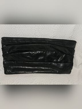 HOBO Black Leather Waver Wristlet Clutch Pouch